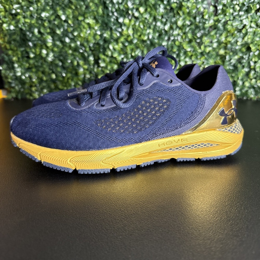 Under Armour HOVR Sonic 5 Notre Dame Running Shoes Navy Gold Women's Size 7